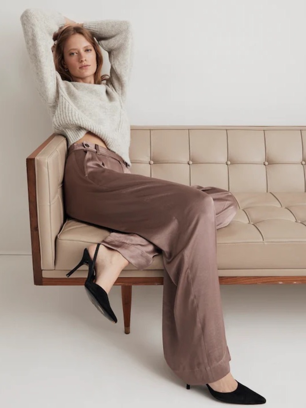 Madewell The Harlow Wide-Leg Pant in Satin